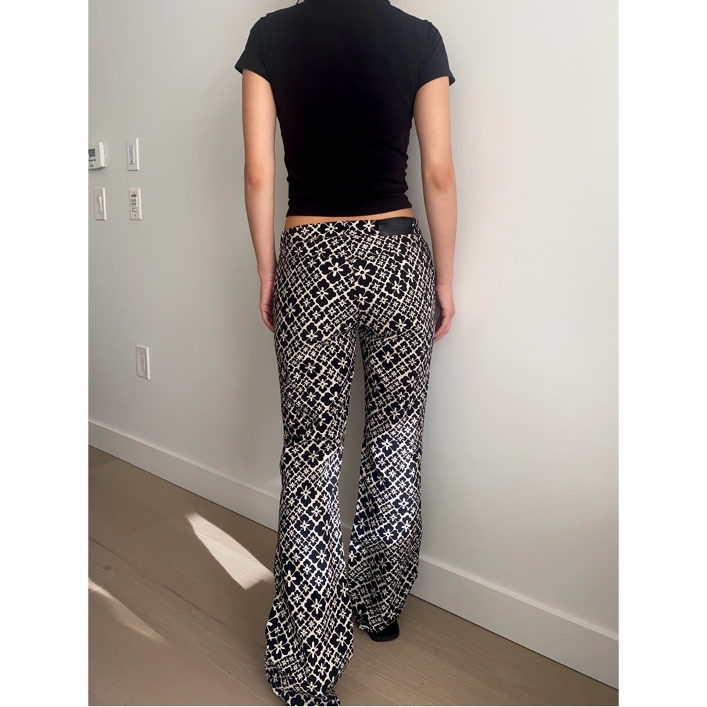 Vintage moschino jeans hippy florals low rise flare pant black white - Picture 4 of 11